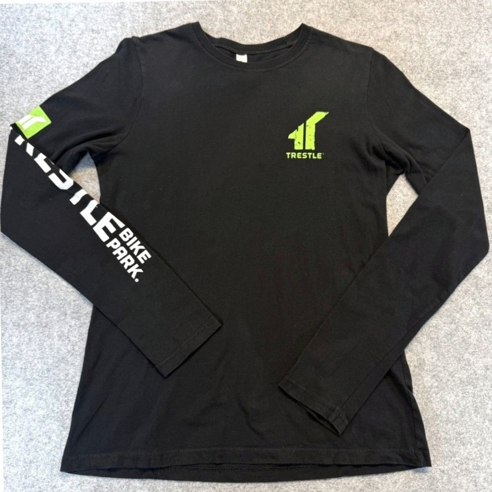 Bella Canvas Trestle Bike Park Long Sleeve Tee Black Womens Large MTB Downhill